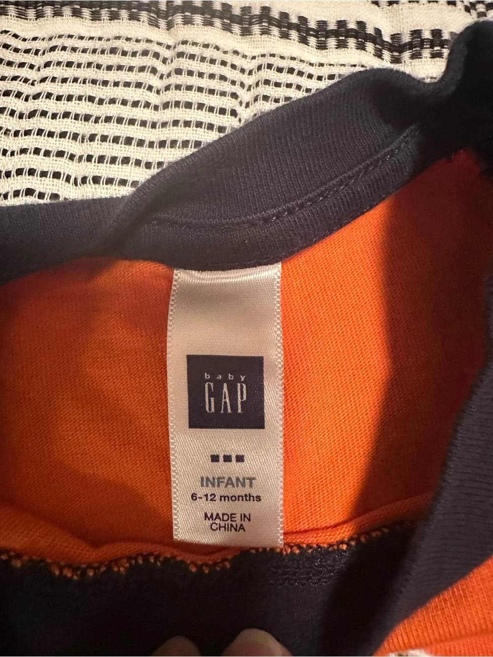 GAP Onesie Bundle (Orange & Navy Logo/Yellow & Navy Hoodie)-Size 6-12M